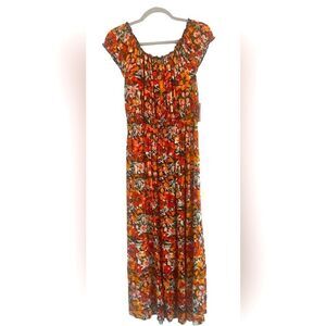 Kindred - Boho Tiered Maxi Dress Size: 1X Color/ Multi/ Orange Floral